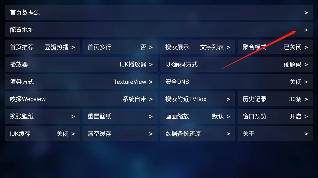 TVBox配置地址界面