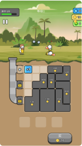 展示两个数字“1”模块合成为数字“2”模块的过程