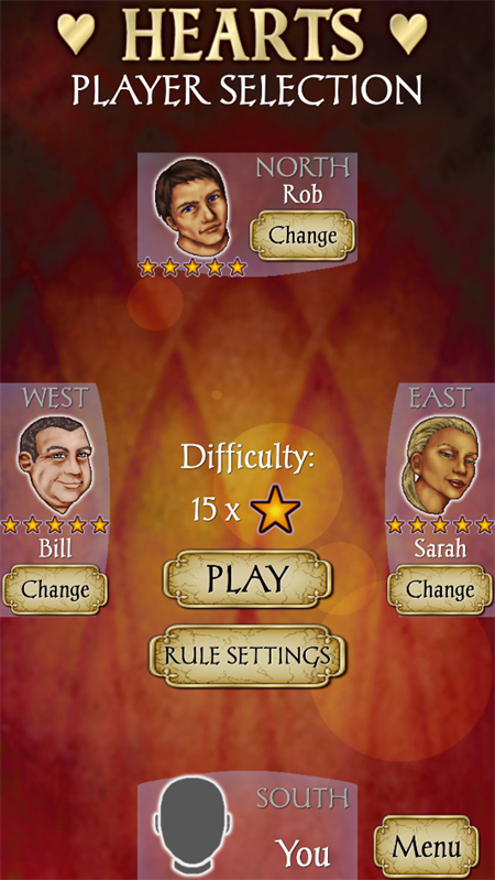 红心大战角色与难度选择