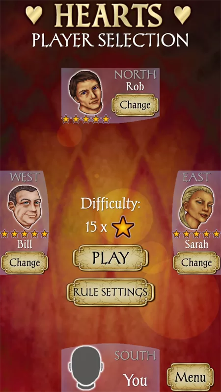 红心大战角色与难度选择 红心大战角色与难度选择