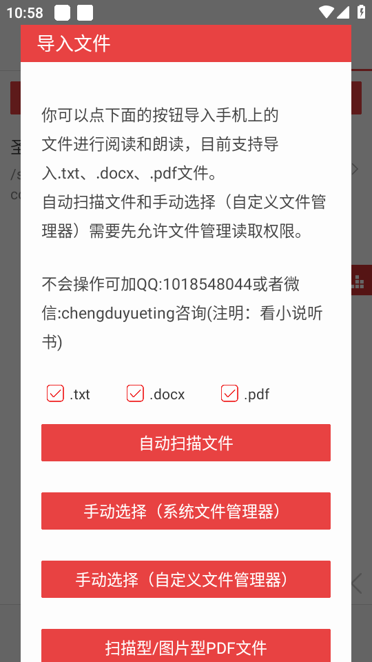 自动扫描文件功能界面