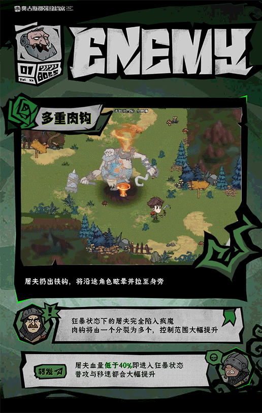 屠夫施展多重肉钩，多条锁链飞向勇者