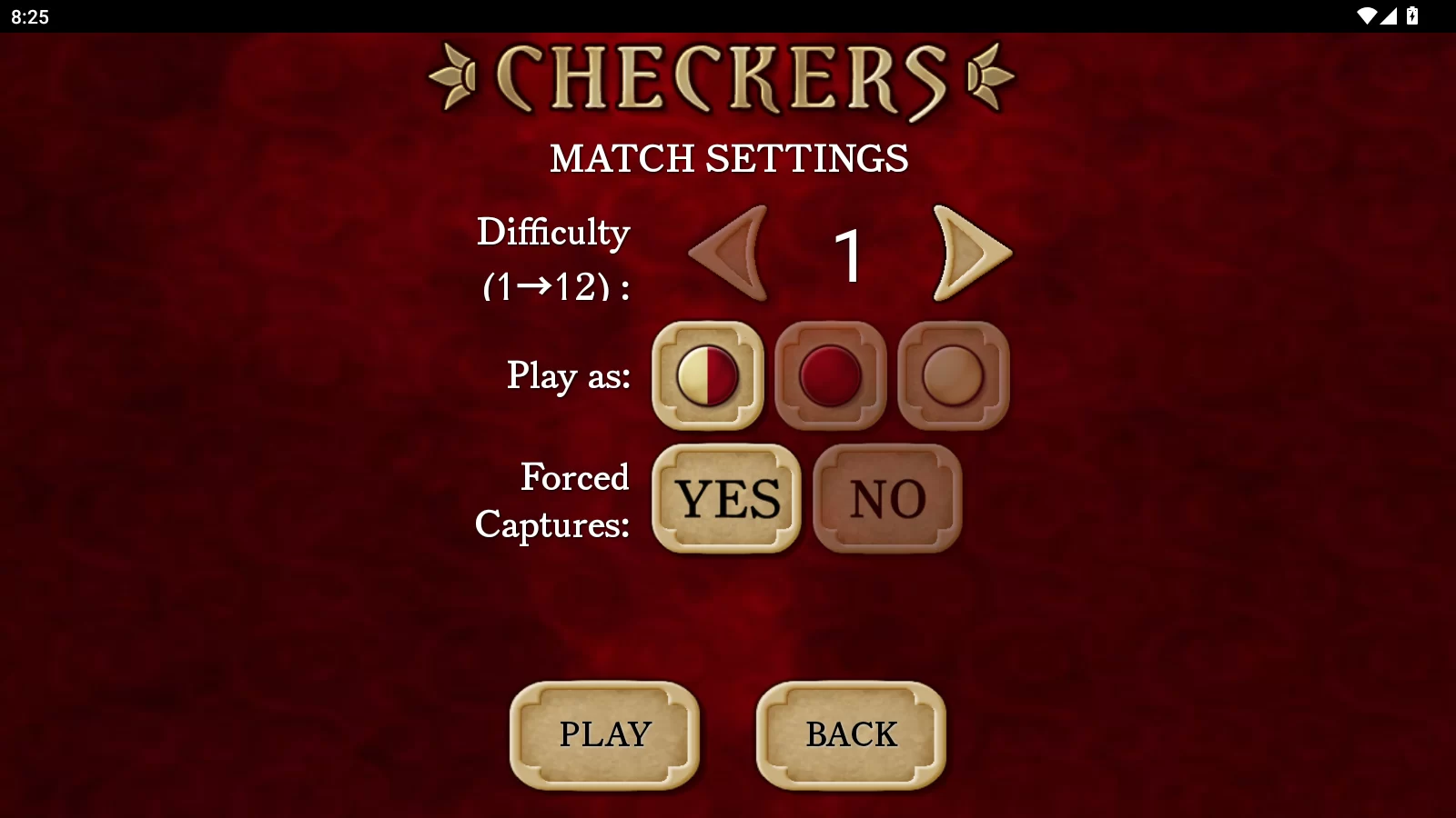 国际跳棋游戏设置与模式选择界面