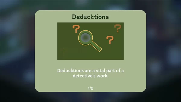 游戏新手教程界面，解释如何收集线索和进行推理