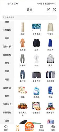 京喜APP分类页面展示清晰的商品类别