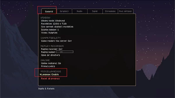 语言设置选项界面