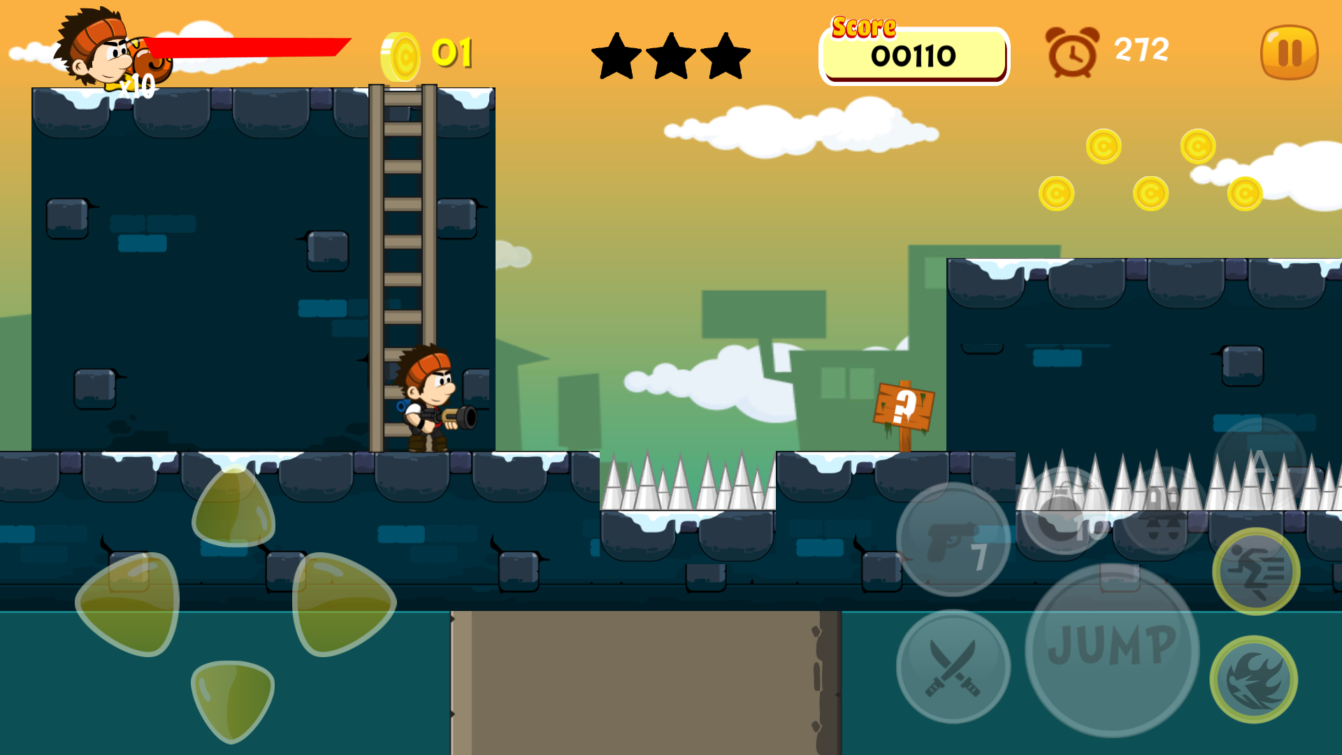 波比正在一个充满金币和陷阱的关卡中灵活跳跃