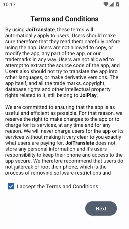 JoiTranslate翻译器用户协议截图 JoiTranslate翻译器用户协议截图