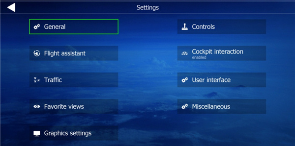 全球航空飞行中文设置第二步：找到用户界面语言选项