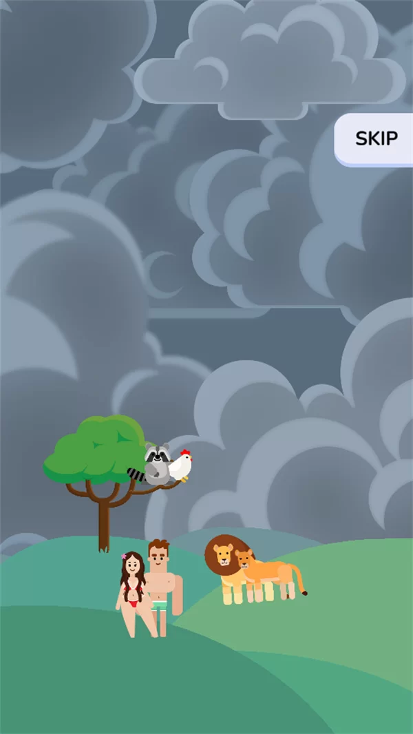 游戏核心玩法截图：玩家正在调整弓箭角度，瞄准一只兔子和一只鸟