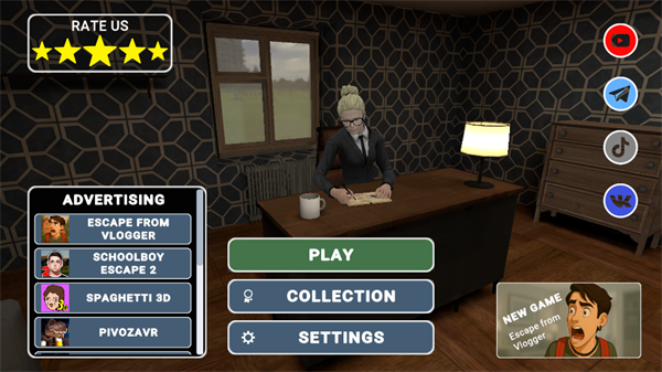 游戏场景展示：一位男孩正在教室门口偷偷张望