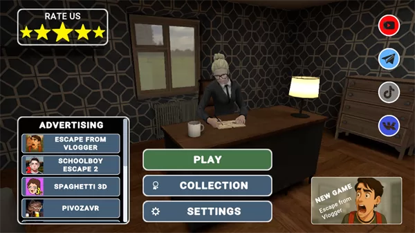 游戏场景展示：一位男孩正在教室门口偷偷张望