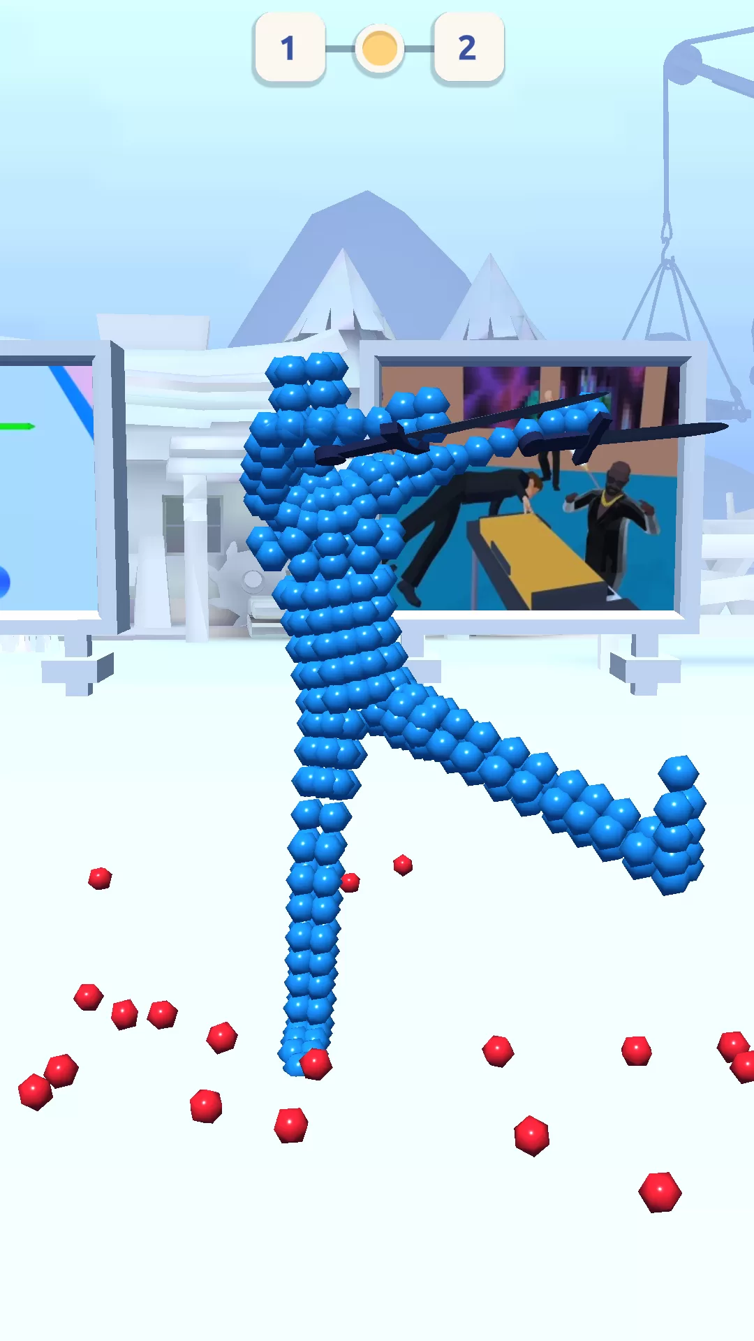 游戏胜利展示图：角色正在跳一段滑稽的胜利舞蹈。