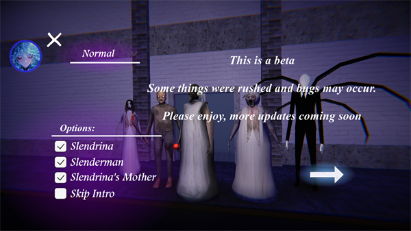 点击右侧箭头进入游戏场景