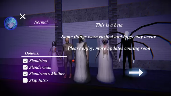 点击右侧箭头进入游戏场景