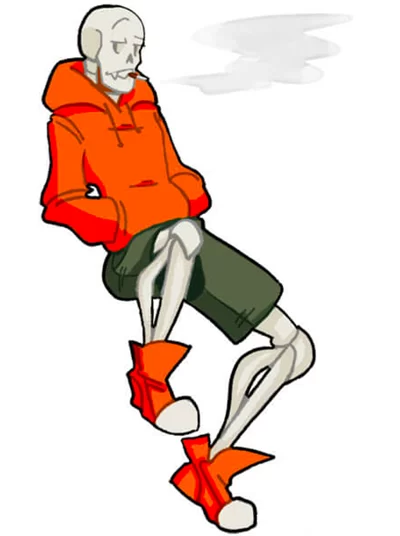 游戏角色Papyrus立绘，展示其标志性形象和神态