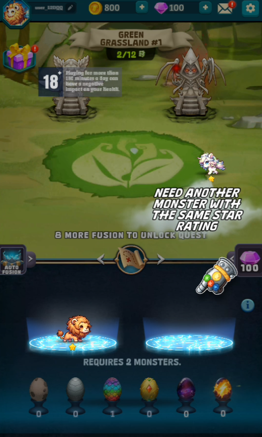 游戏初始孵化界面截图