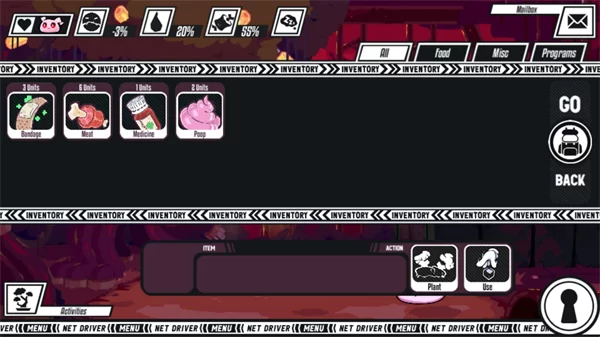 数码宝贝网络驱动者手机版背包界面