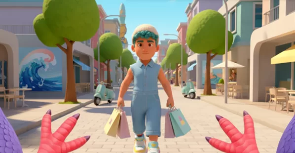 游戏中的鸽子正在广场上与行人互动