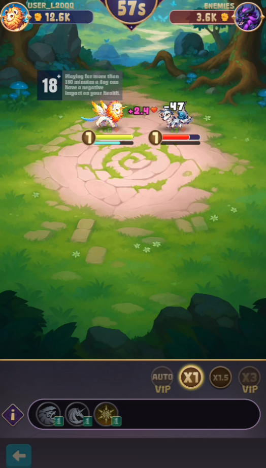 战斗场景与胜利奖励截图