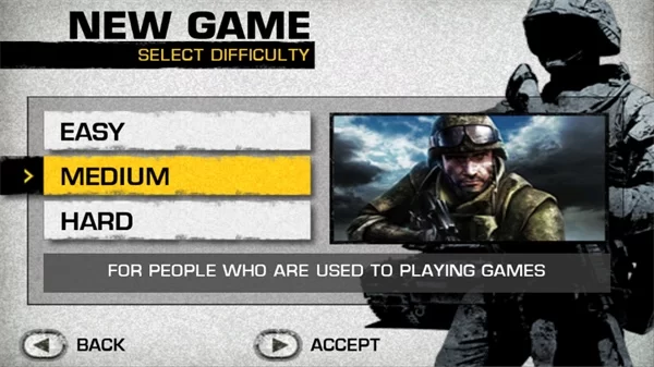 战地叛逆连队2难度选择界面截图