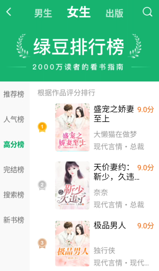 绿豆免费小说阅读与社区互动界面