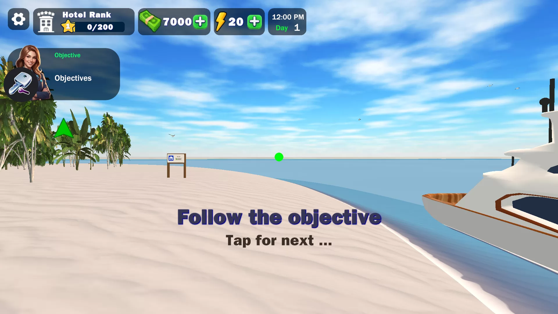 游戏玩法1：跟随引导开始你的酒店经营之旅