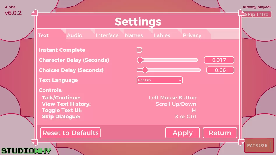 游戏语言设置界面
