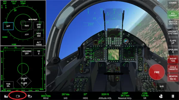 游戏降落教程界面，展示自动驾驶与起落架等关键按钮
