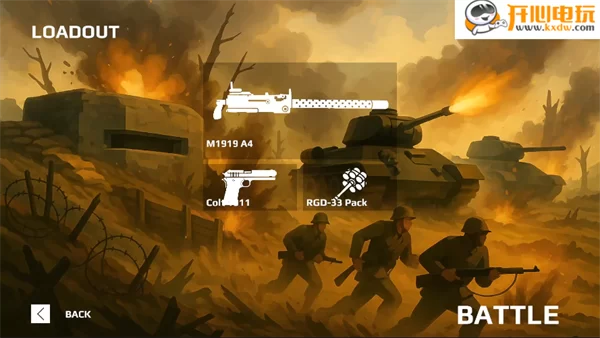 战前准备界面截图，显示装备调整和BATTLE按钮