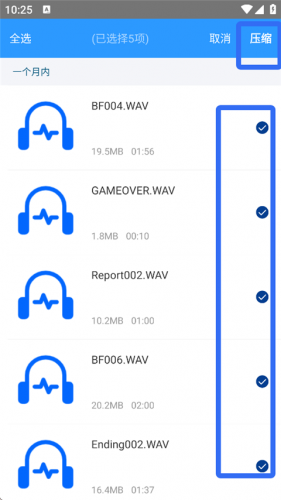 步骤2：勾选文件并点击压缩