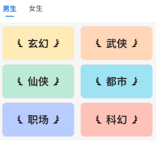 小说分类浏览界面