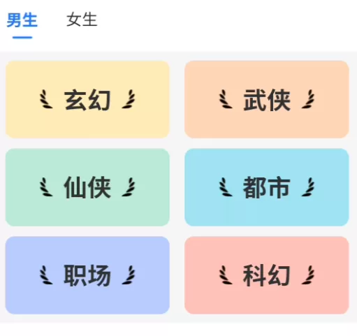 小说分类浏览界面