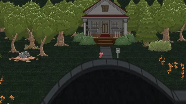 游戏初始场景截图,显示道路和房屋 游戏初始场景截图,显示道路和房屋