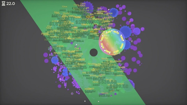 游戏核心玩法展示：黑洞正在吸引并吞噬一颗行星