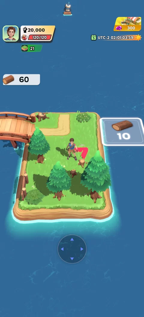 玩家正在砍树收集木材