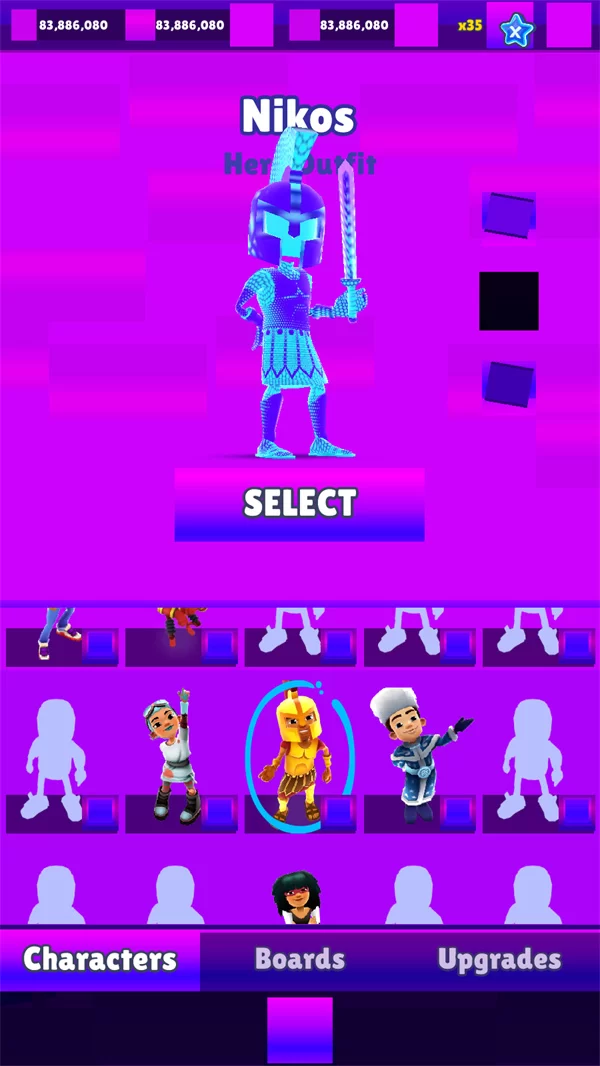 地铁跑酷雾挽仿外网版全角色选择界面 地铁跑酷雾挽仿外网版全角色选择界面