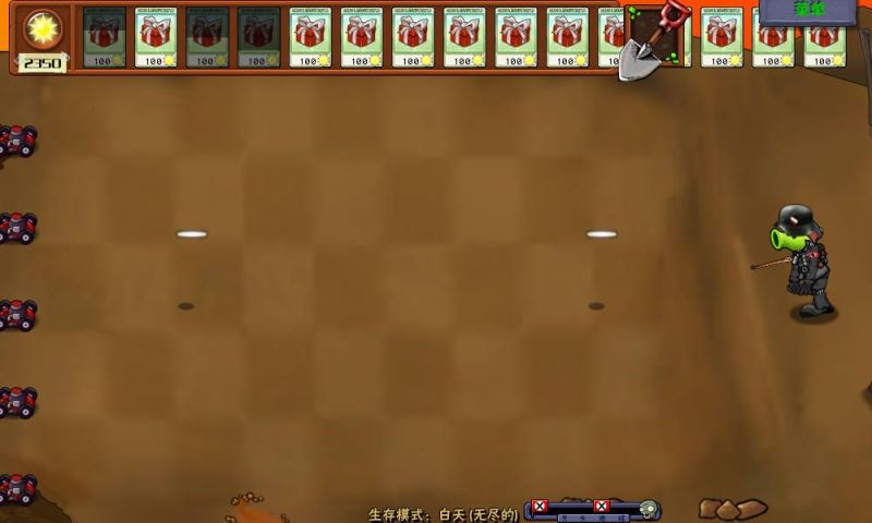 游戏中的二战主题植物与僵尸对峙场景