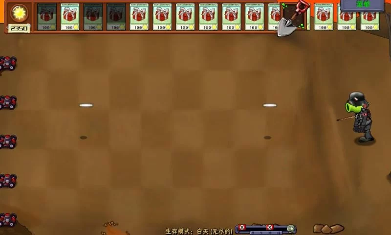 游戏中的二战主题植物与僵尸对峙场景