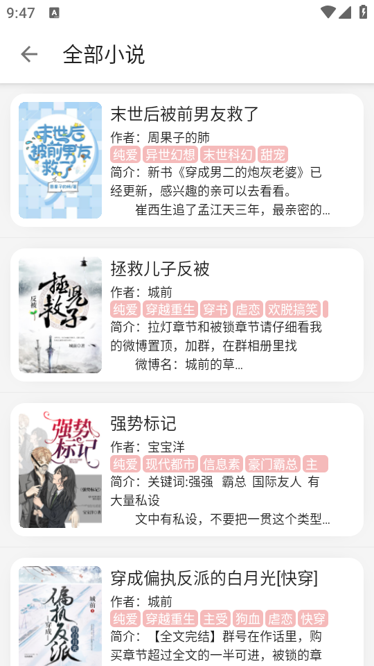 黑猫小说阅读界面展示