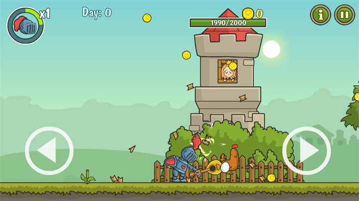 城堡破坏者游戏画面：骑士正在攻击城堡