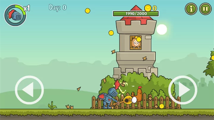 城堡破坏者游戏画面：骑士正在攻击城堡