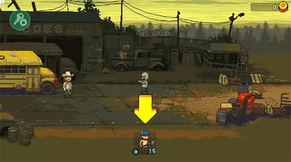 游戏核心玩法截图：展示玩家使用勇气值召唤士兵对抗僵尸的场景