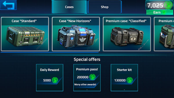 游戏商店界面,展示着各种等待开启的武器箱和已获得的角色饰品 游戏商店界面,展示着各种等待开启的武器箱和已获得的角色饰品