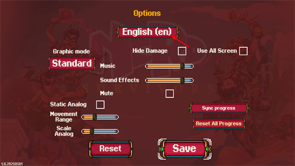游戏语言设置界面