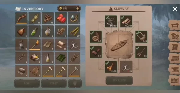 船舶修复与升级界面示意图 船舶修复与升级界面示意图