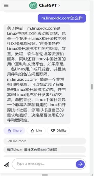 ChatGPT安卓版应用界面示意