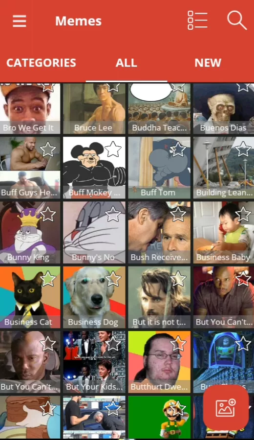 软件主界面展示丰富的meme模板