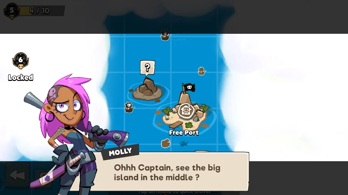 游戏探索与战斗画面：玩家正在神秘岛屿寻找宝藏