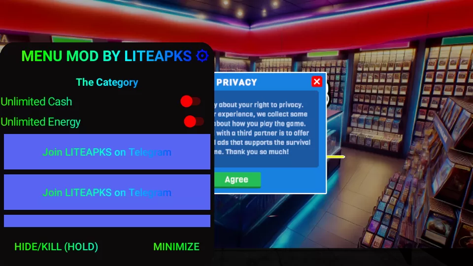 游戏主界面与MOD菜单展示